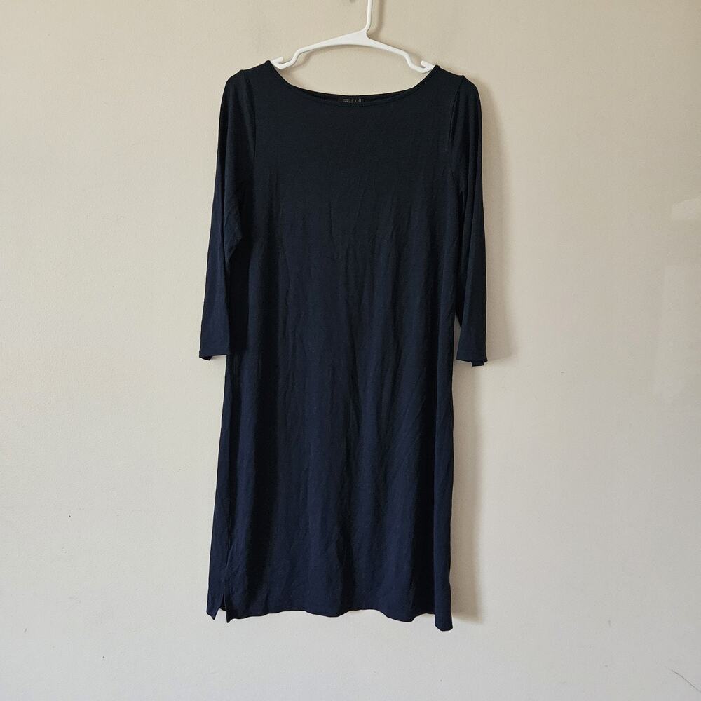 J.Jill Wearever Dark Blue Dress Size XS 3/4 Sleeve Knit Stretch